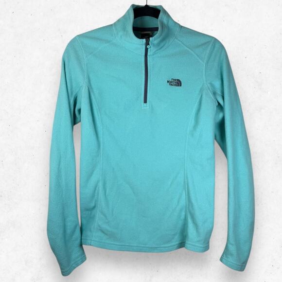 Vintage The North Face Jacket Women's S/P Fleece Aqua 1/4 Zip Lightweight - Picture 1 of 6